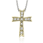 ZP151 Cross Pendant in 14k Gold with Diamonds