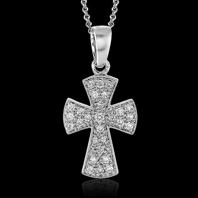ZP153 Cross Pendant in 14k Gold with Diamonds