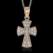 ZP153 Cross Pendant in 14k Gold with Diamonds