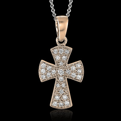 ZP153 Cross Pendant in 14k Gold with Diamonds