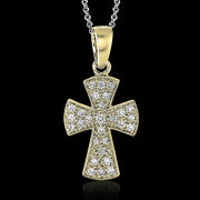 ZP153 Cross Pendant in 14k Gold with Diamonds