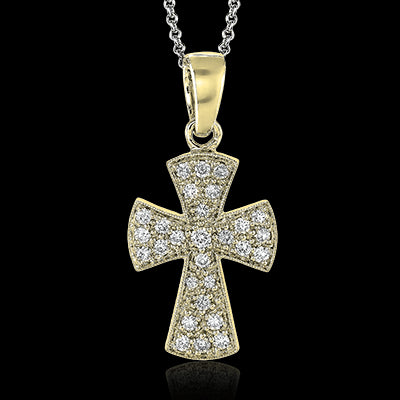 ZP153 Cross Pendant in 14k Gold with Diamonds