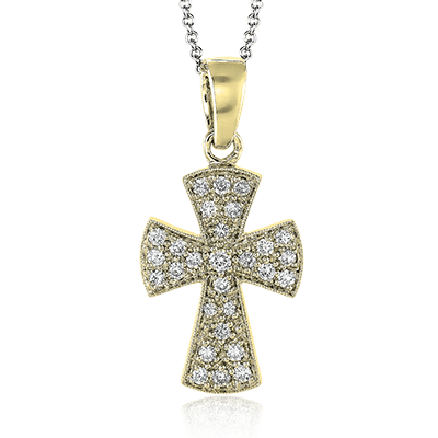 ZP153 Cross Pendant in 14k Gold with Diamonds