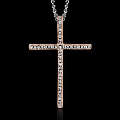 ZP195 Cross Pendant in 14k Gold with Diamonds