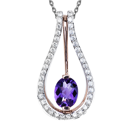 ZP242 Color Pendant in 14k Gold with Diamonds