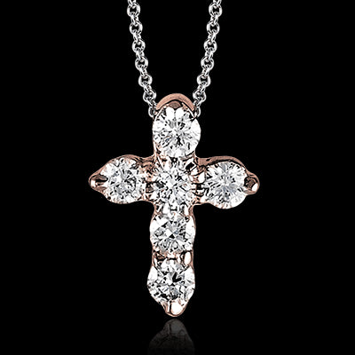 ZP263 Cross Pendant in 14k Gold with Diamonds