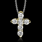 ZP263 Cross Pendant in 14k Gold with Diamonds