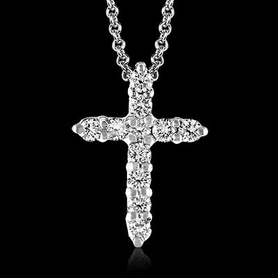 ZP289 Cross Pendant in 14k Gold with Diamonds