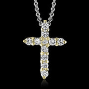 ZP289 Cross Pendant in 14k Gold with Diamonds