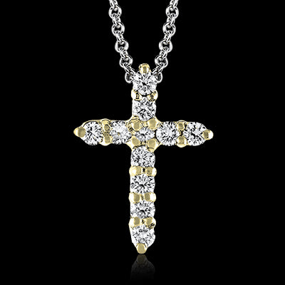 ZP289 Cross Pendant in 14k Gold with Diamonds