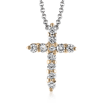 ZP289 Cross Pendant in 14k Gold with Diamonds