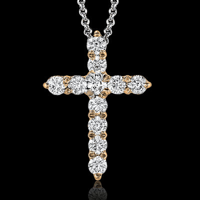 ZP290 Cross Pendant in 14k Gold with Diamonds