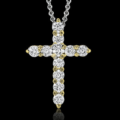 ZP290 Cross Pendant in 14k Gold with Diamonds