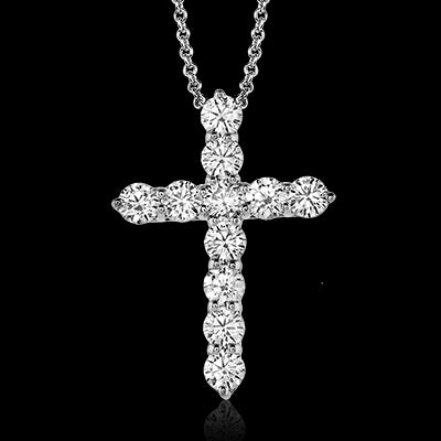 ZP291 Cross Pendant in 14k Gold with Diamonds