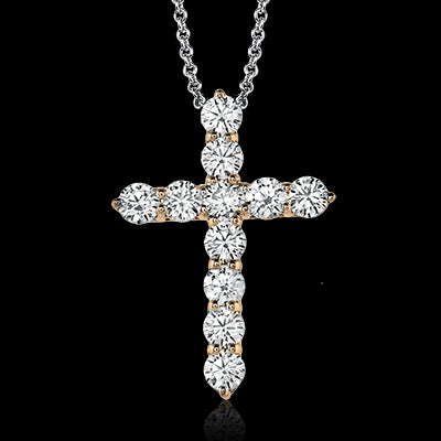 ZP291 Cross Pendant in 14k Gold with Diamonds