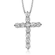 ZP291 Cross Pendant in 14k Gold with Diamonds