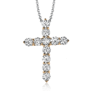 ZP291 Cross Pendant in 14k Gold with Diamonds