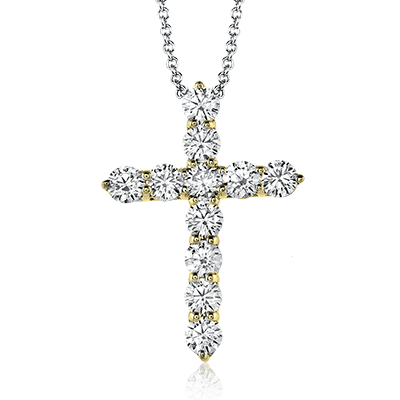 ZP291 Cross Pendant in 14k Gold with Diamonds