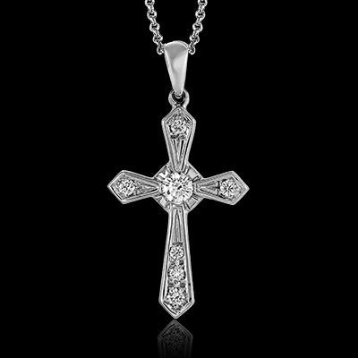 ZP372 Cross Pendant in 14k Gold with Diamonds
