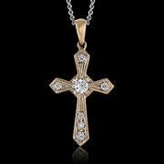 ZP372 Cross Pendant in 14k Gold with Diamonds