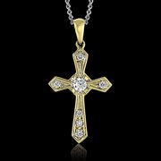ZP372 Cross Pendant in 14k Gold with Diamonds