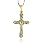 ZP372 Cross Pendant in 14k Gold with Diamonds
