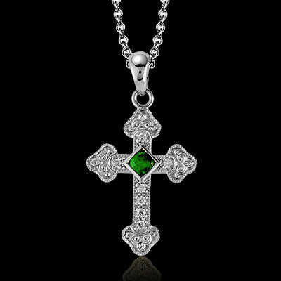 ZP375 Cross Pendant in 14k Gold with Diamonds