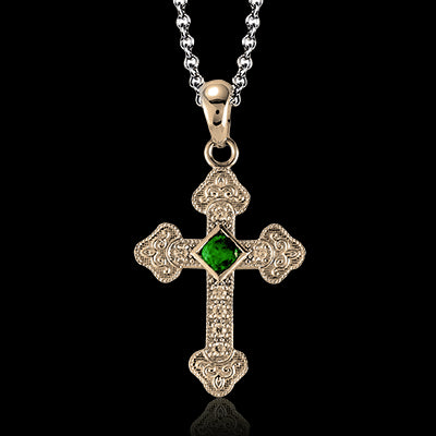 ZP375 Cross Pendant in 14k Gold with Diamonds