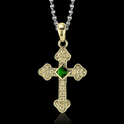 ZP375 Cross Pendant in 14k Gold with Diamonds