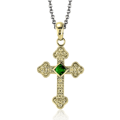 ZP375 Cross Pendant in 14k Gold with Diamonds