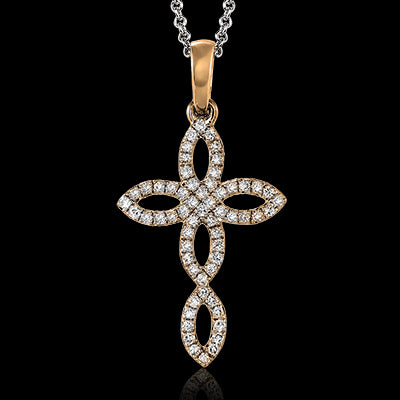 ZP403 Cross Pendant in 14k Gold with Diamonds