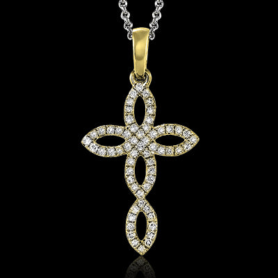 ZP403 Cross Pendant in 14k Gold with Diamonds