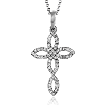 ZP403 Cross Pendant in 14k Gold with Diamonds