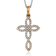 ZP403 Cross Pendant in 14k Gold with Diamonds