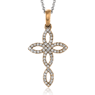 ZP403 Cross Pendant in 14k Gold with Diamonds