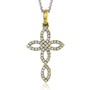 ZP403 Cross Pendant in 14k Gold with Diamonds