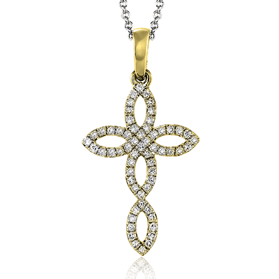 ZP403 Cross Pendant in 14k Gold with Diamonds