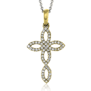 ZP403 Cross Pendant in 14k Gold with Diamonds