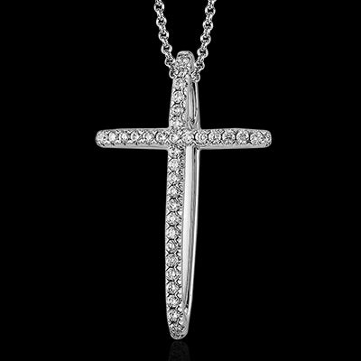 ZP408 Cross Pendant in 14k Gold with Diamonds