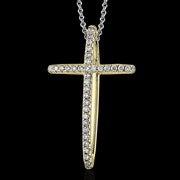 ZP408 Cross Pendant in 14k Gold with Diamonds