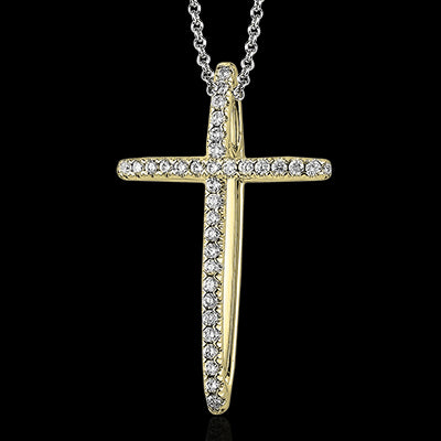 ZP408 Cross Pendant in 14k Gold with Diamonds