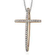 ZP408 Cross Pendant in 14k Gold with Diamonds