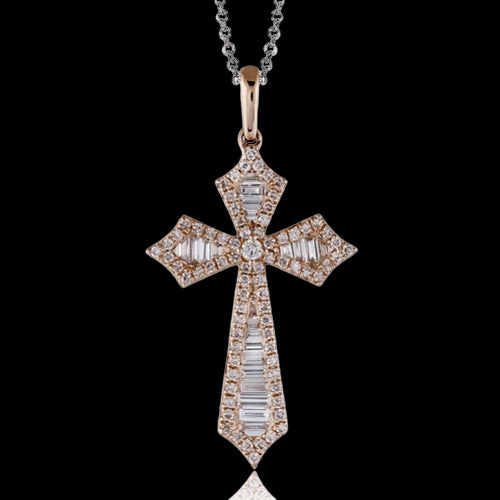 ZP435 Cross Pendant in 14k Gold with Diamonds