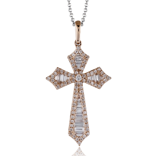 ZP435 Cross Pendant in 14k Gold with Diamonds