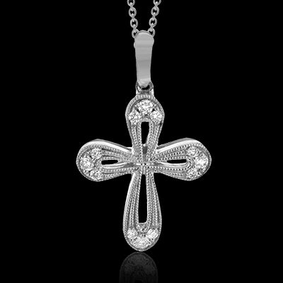 ZP464 Cross Pendant in 14k Gold with Diamonds