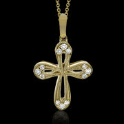 ZP464 Cross Pendant in 14k Gold with Diamonds