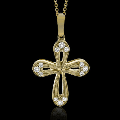 ZP464 Cross Pendant in 14k Gold with Diamonds