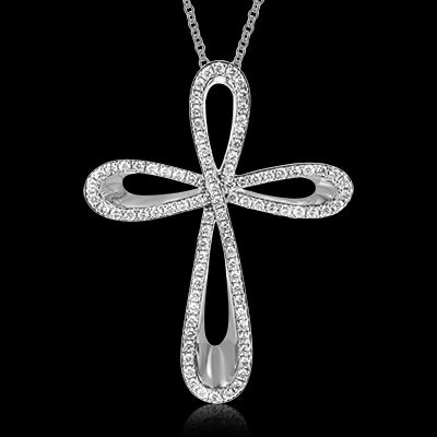 ZP470 Cross Pendant in 14k Gold with Diamonds