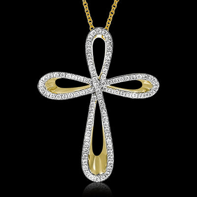 ZP470 Cross Pendant in 14k Gold with Diamonds