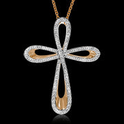 ZP470 Cross Pendant in 14k Gold with Diamonds